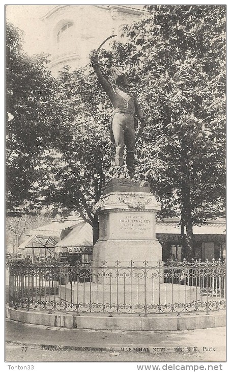 PARIS - 75 -  CPA DOS SIMPLE Du Monument Du Maréchal NEY    - ENCH11  - - Statue