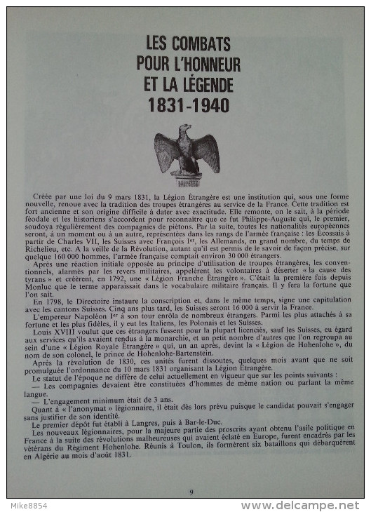 219   L'EPOPEE MODERNE DE LA LEGION 1940/1976  Combats Pour L'honneur Et La Légende  Guerres D'Algérie D'Indochine - Geschichte