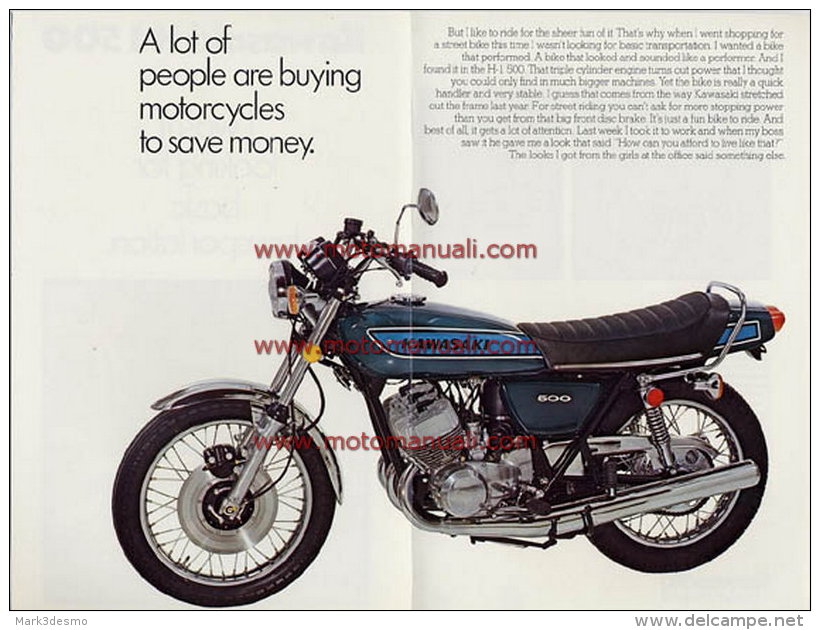 Kawasaki 500 H1 USA 1975  Depliant Brochure Originale Factory Brochure Catalog Prospekt - Motorräder