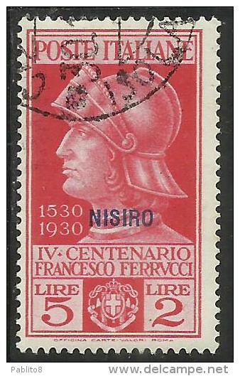 EGEO 1930 NISIRO FERRUCCI LIRE 5 + 2 L. USATO USED OBLITERE´ - Egeo (Nisiro)