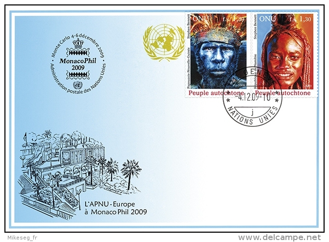 ONU Genève 2009 - Blue Card MonacoPhil  4-6 12 09 - Peuple Autochtone - Cartes-maximum