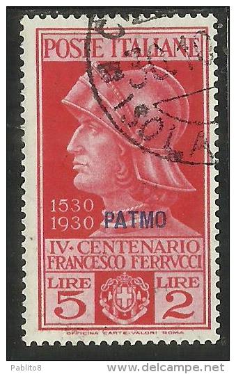 EGEO 1930 PATMO (PATMOS) FERRUCCI LIRE 5 USATO USED OBLITERE´ - Egée (Patmo)