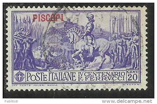 EGEO 1930 PISCOPI FERRUCCI CENT. 20 CENTESIMI USATO USED OBLITERE´ - Ägäis (Piscopi)