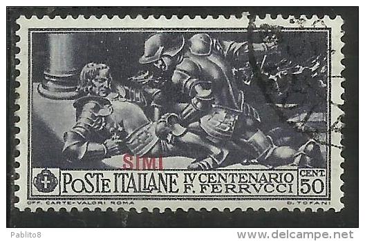 EGEO 1930 SIMI FERRUCCI CENT. 50 CENTESIMI USATO USED OBLITERE´ - Egée (Simi)