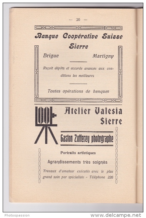 Livret officiel Xème Fête Cantonale Valaisanne de Gymnastique organisée par la section de Chippis - Sierre - Valais