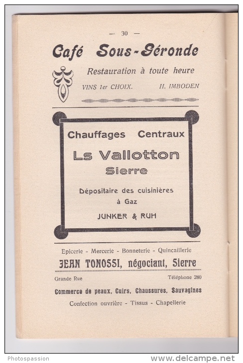 Livret officiel Xème Fête Cantonale Valaisanne de Gymnastique organisée par la section de Chippis - Sierre - Valais