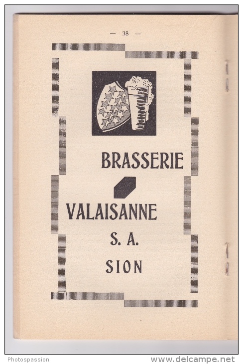 Livret officiel Xème Fête Cantonale Valaisanne de Gymnastique organisée par la section de Chippis - Sierre - Valais