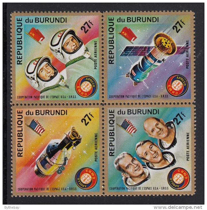 Burundi MNH Scott #C216 Block Of 4 27fr Apollo Soyuz Space Test Project - Neufs