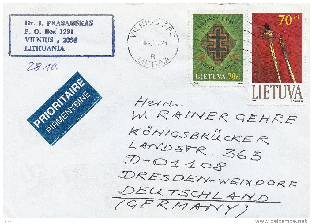 Cover Sent To Germany.    Lithuania  .   H-16 - Lituanie
