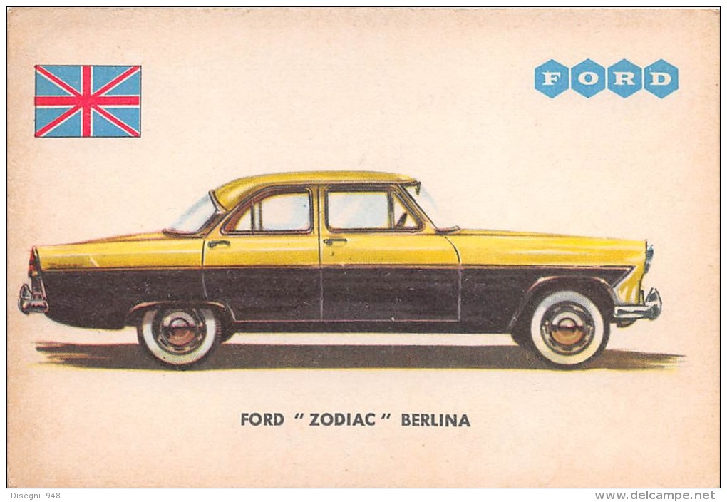 02746 "FORD ZODIAC BERLINA" AUTO - CAR - FIGURINA ORIGINALE - ORIGINAL TRADING CARD. SIDAM - TORINO. 1961 - Engine