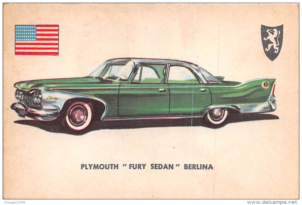 02752 "PLYMOUTH FURY SEDAN"  CAR.  ORIGINAL TRADING CARD. " AUTO INTERNATIONAL PARADE, SIDAM - TORINO". 1961 - Auto & Verkehr