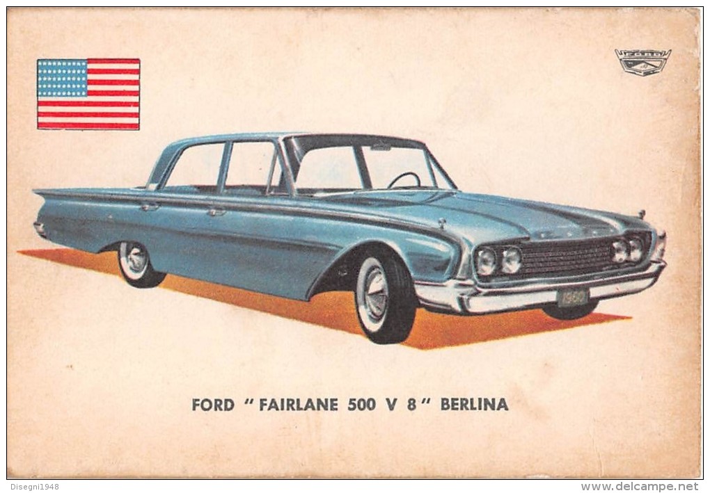 02755 "FORD FAIRLANE 500 V 8 SEDAN"  CAR.  ORIGINAL TRADING CARD. " AUTO INTERNATIONAL PARADE, SIDAM - TORINO". 1961 - Motores