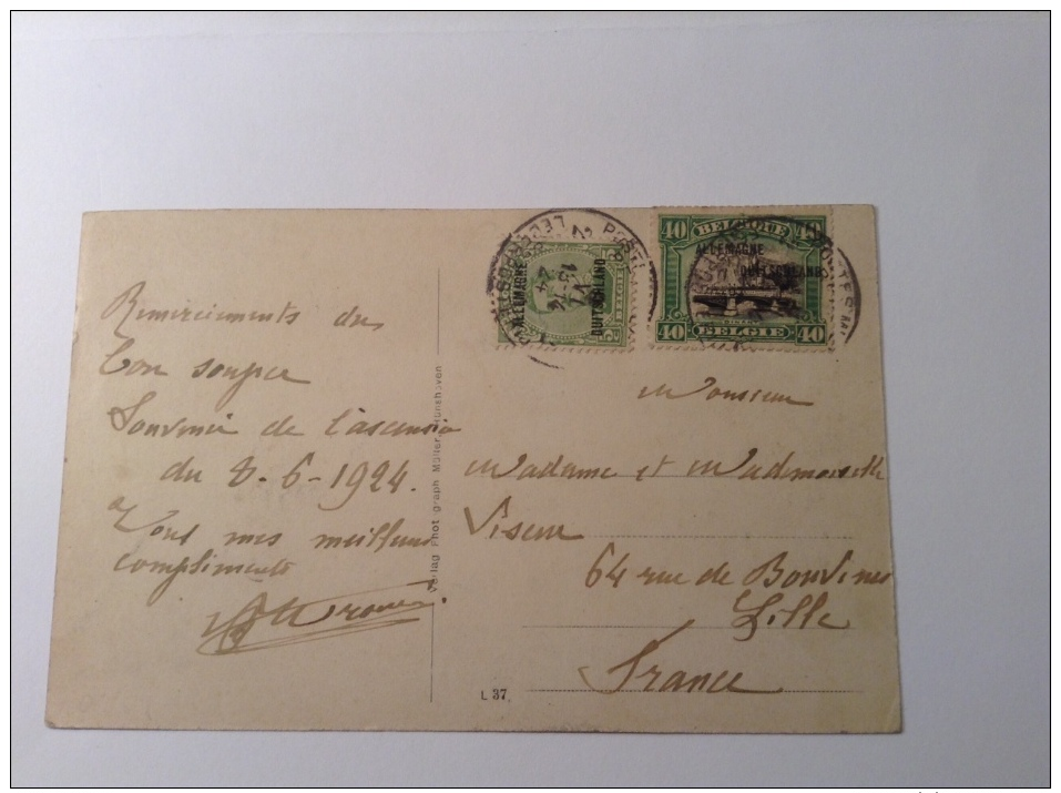 Belgische Militärpost Im Rheinland 1924: "ALLEMAGNE / DUITSCHLAND" GEILENKIRCHEN 1924 > Lille, France RR! (Brief Lettre - OC38/54 Occupation Belge En Allemagne