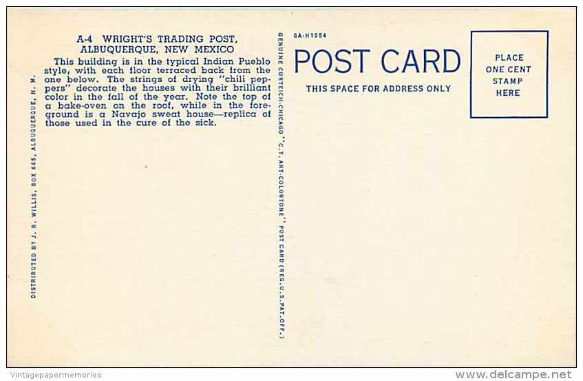 228329-New Mexico, Albuquerque, Wright´s Indian Trading Post, Linen Postcard, Curteich No 8A-H1954 - Albuquerque