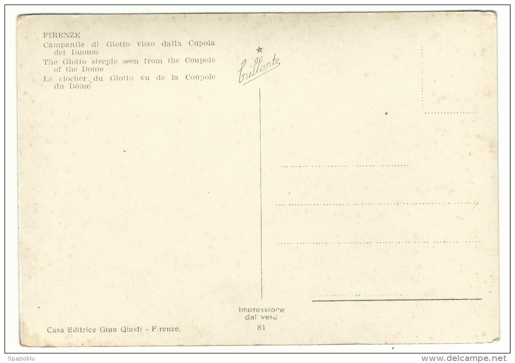 Firenze - " Campanile Di Giotto Visto Dalla Cupola Del Duomo" - Firenze
