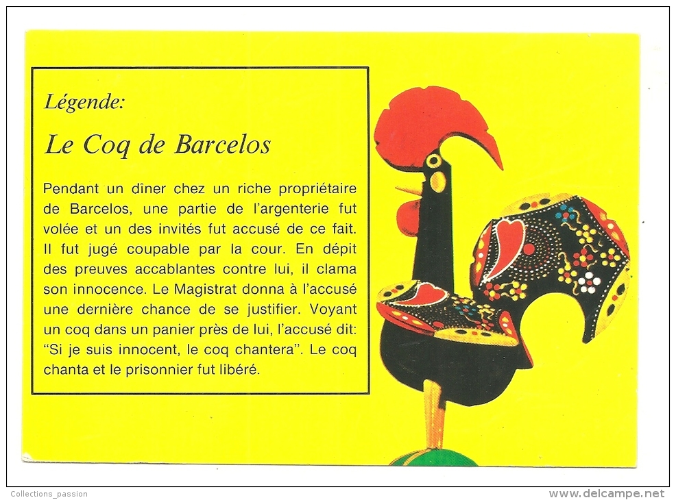 Cp, Portugal, Légende, Le Coq De Barcelos - Autres & Non Classés