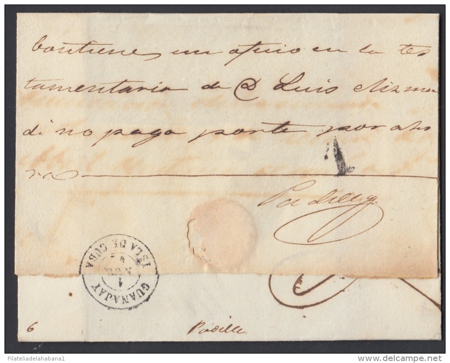 1861-H-13. * CUBA ESPAÑA SPAIN. ISABEL II. CORREO OFICIAL. 1861. OFFICIAL MAIL. SOBRE MARCA HABANA TIPO I. - Prefilatelia