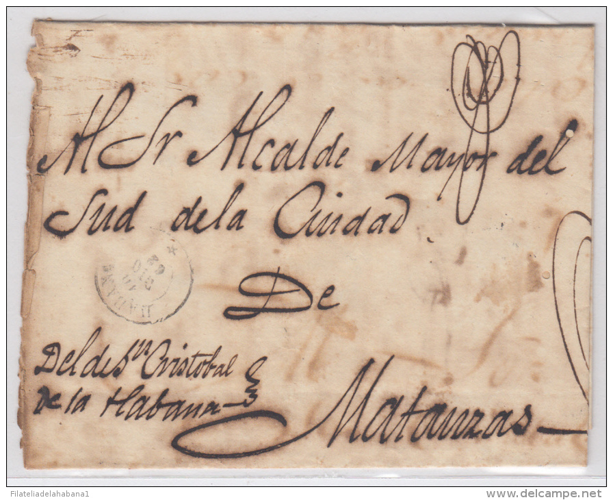 1862-H-10. * CUBA ESPAÑA SPAIN. ISABEL II. CORREO OFICIAL. 1862. OFFICIAL MAIL. SOBRE FECHADOR HABANA C/ ESTRELLA. RARO. - Voorfilatelie