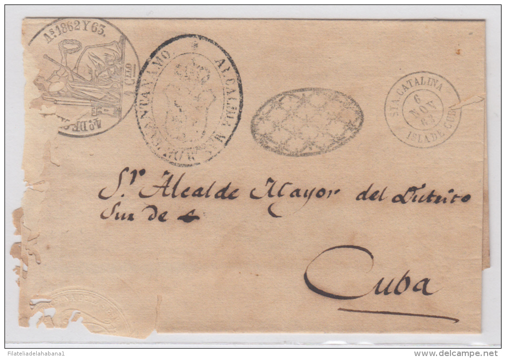 1863-H-15. * CUBA ESPAÑA SPAIN. ISABEL II. CORREO OFICIAL 1863. OFFICIAL MAIL. SOBRE C/  STA CATALINA. - Prefilatelia