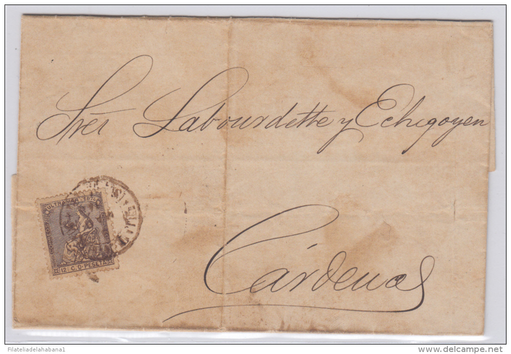 1874-H-2. CUBA ESPAÑA SPAIN. REPUBLICA. 1874. Ed.27. LOCAL MAIL. SOBRE CORREO INTERIOR CON 12 &frac12; C. RARO. - Voorfilatelie