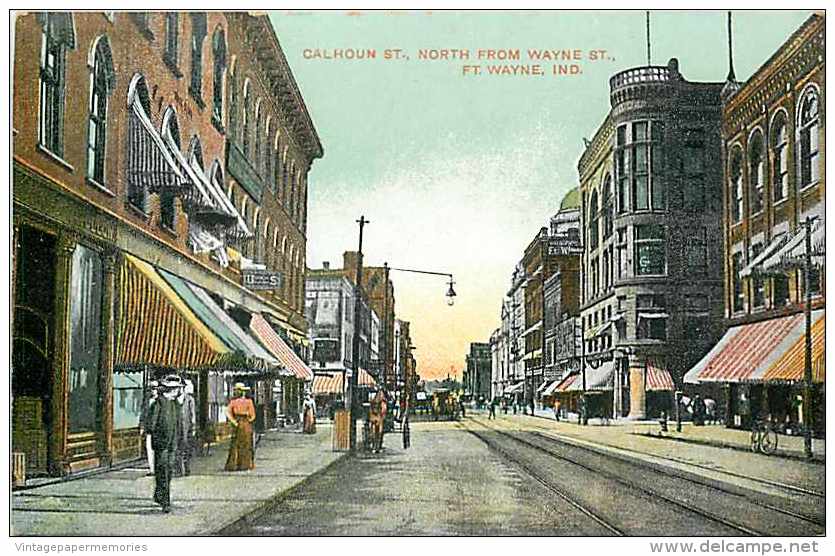 228379-Indiana, Fort Wayne, Calhoun Street, North From Wayne Street, Business Section, S.H. Knox & Co - Fort Wayne