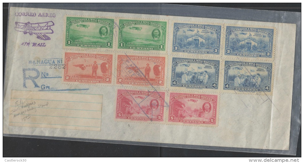 O) 1931 NICARAGUA, MARINE AIRFIELD CASETA AIRPLANE, TRIBUTE ROGER, AIRMAIL, XF - Nicaragua