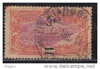 Surcharge 3f On 5f,  French Somali Coast / Somalia, Railway Bridge, Train, Used 1922 - Gebraucht