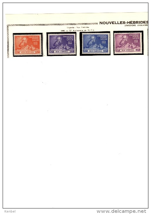 75e Anniversaire De L´Union Postale Universelle. Nouvelles-Hébrides - Neufs