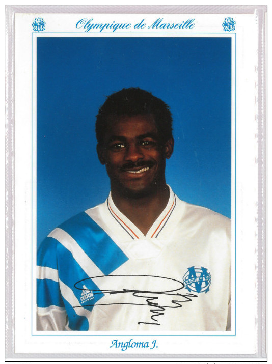 Carte Postale Olympique De Marseille - OM Saison 1992/1993 Angloma Jocelyn 27 Ans 72 Kg 1m79 - Calcio