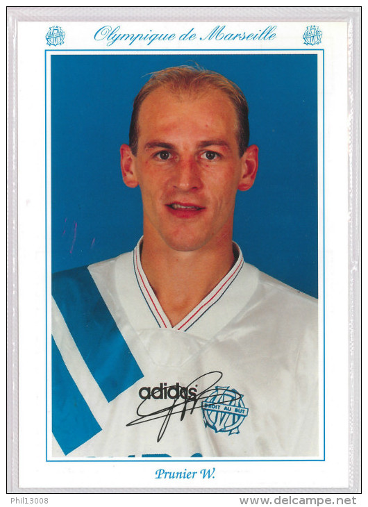 Carte Postale Olympique De Marseille - OM Saison 1993/1994 Prunier William 26 Ans 83 Kg 1m84 - Calcio