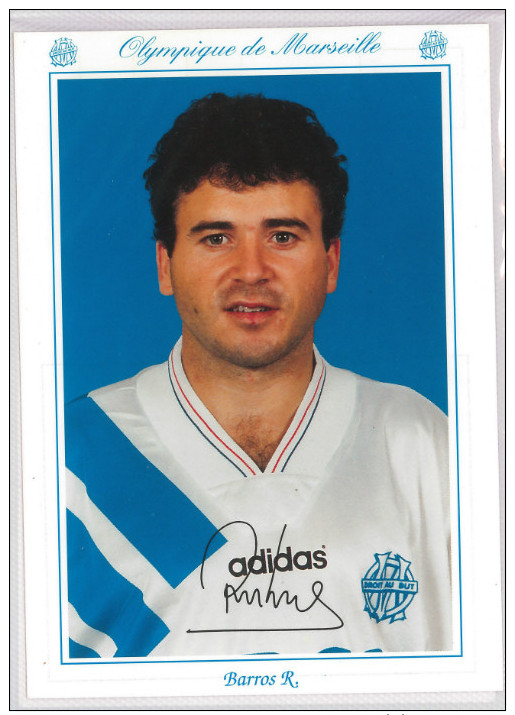 Carte Postale Olympique De Marseille - OM Saison 1993/1994 Rui Barros Gil 27 Ans 60 Kg 1m59 - Calcio