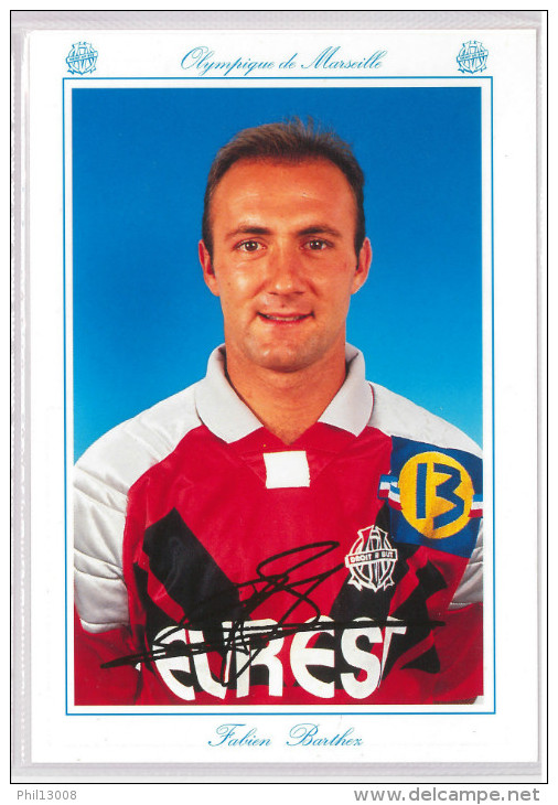 Carte Postale Olympique De Marseille - OM Saison 1994/1995 Barthez Fabien 23 Ans 76 Kg 1m83 - Calcio