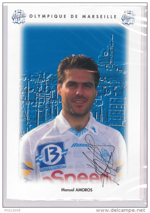 Carte Postale Olympique De Marseille - OM Saison 1995/1996 Amoros Manuel 34 Ans 74 Kg 1m72 - Calcio