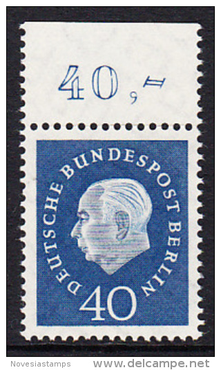 !a! BERLIN 1959 Mi. 185 MNH SINGLE W/ Top Margin -Federal President Theodor Heuss - Neufs