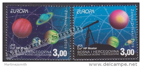 Bosnia Herzegovina - Mostar - Croatia 2009 Yvert 229-30, Europa Cept. Astronomy - MNH - Bosnia Herzegovina