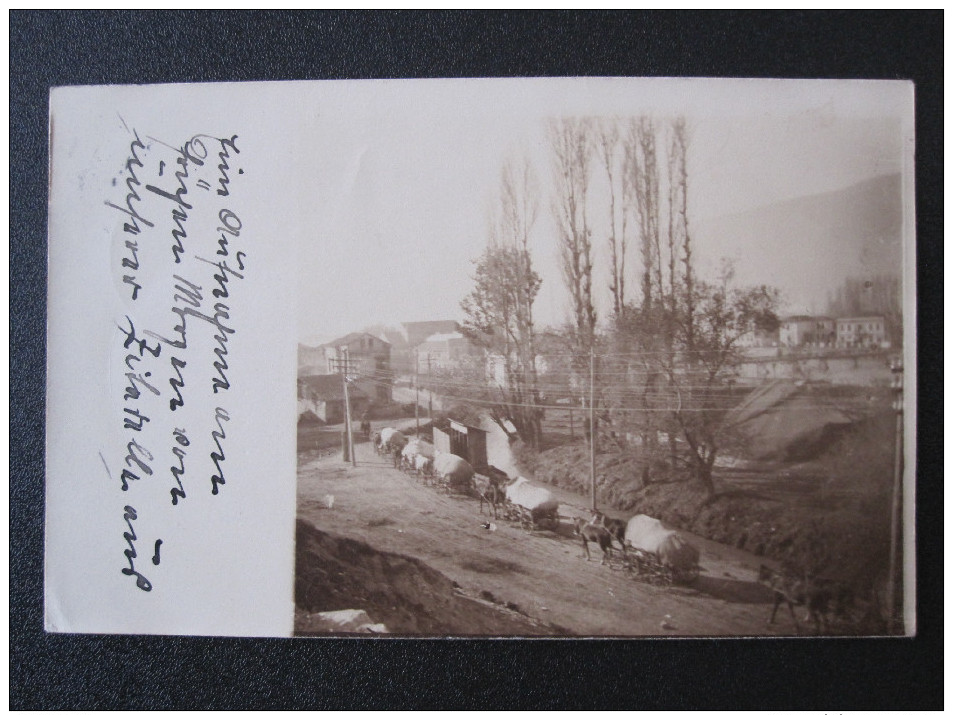 Rare Old Photo Postcard - Üsküb, Skopje, Skoplje - Caravan Of Horses - Guerra 1914-18