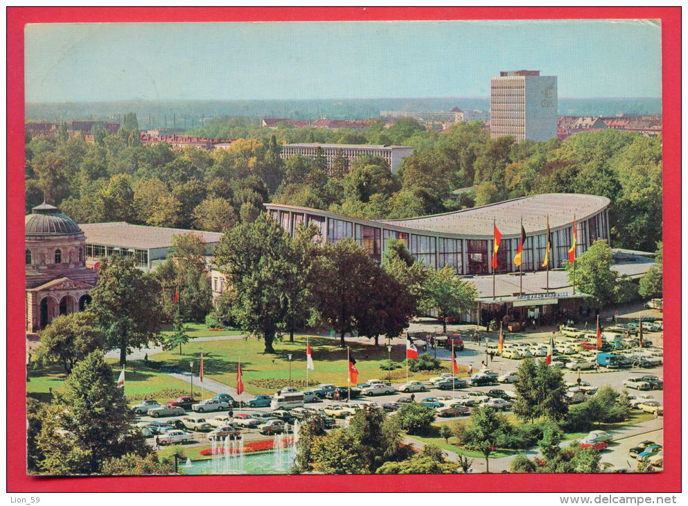 158626 / KARLSRUHE - FESTPLATZ MIT SCHWARZWALDHALLE , SPORT , CAR -  Germany Deutschland Allemagne  PAR AVION BULGARIA - Karlsruhe