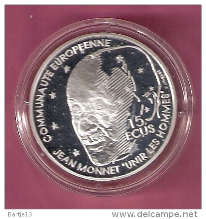 FRANKRIJK 100 FRANCS / 15 ECUS 1992 ZILVER PROOF JEAN MONNET KM1012 - Autres & Non Classés