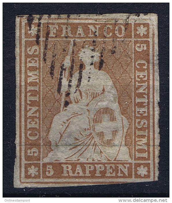 Switserland, 1854 Yv Nr 26 D Papier Mince Used  Has Some Thin Spots - Gebraucht