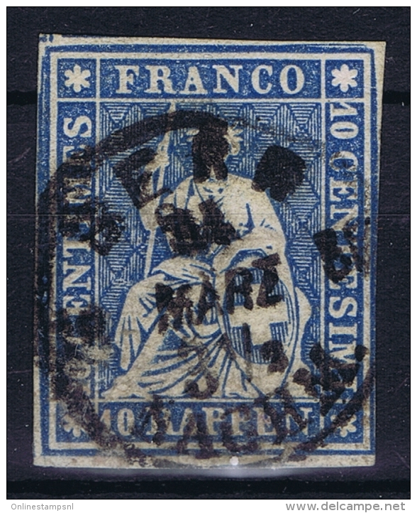 Switserland, 1854 Yv Nr 27 A Papier Moyen  Used - Usati