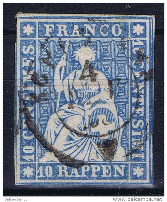 Switserland, 1854 Yv Nr 27 A Papier Moyen  Used - Usati