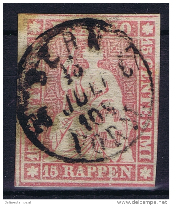 Switserland, 1854 Yv Nr 28  Used  Signed/ Signé/signiert/ Approvato - Oblitérés