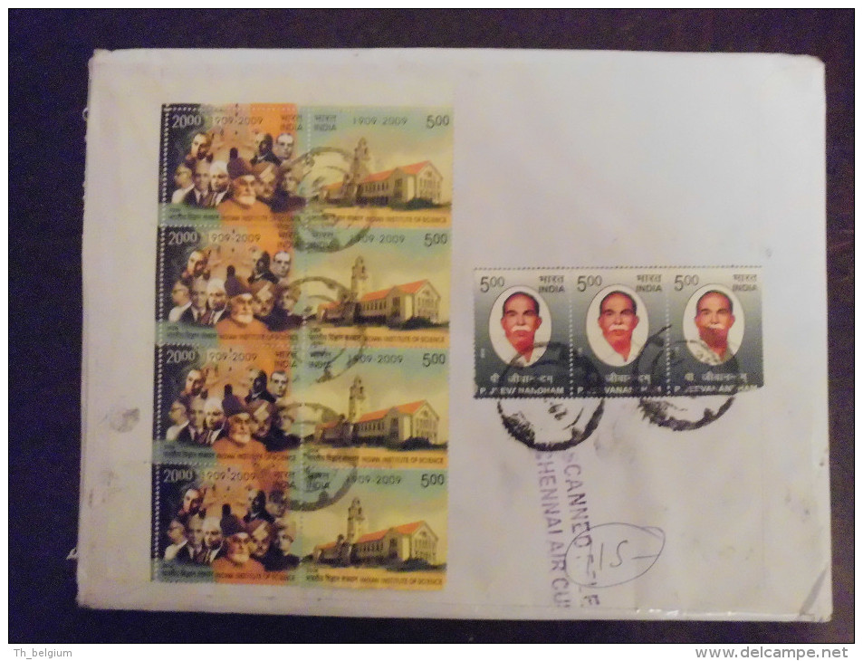 2014 India Envelope With Stamps 2009 Institute Of Science + 2010 P. Jeevandham - Cartas & Documentos