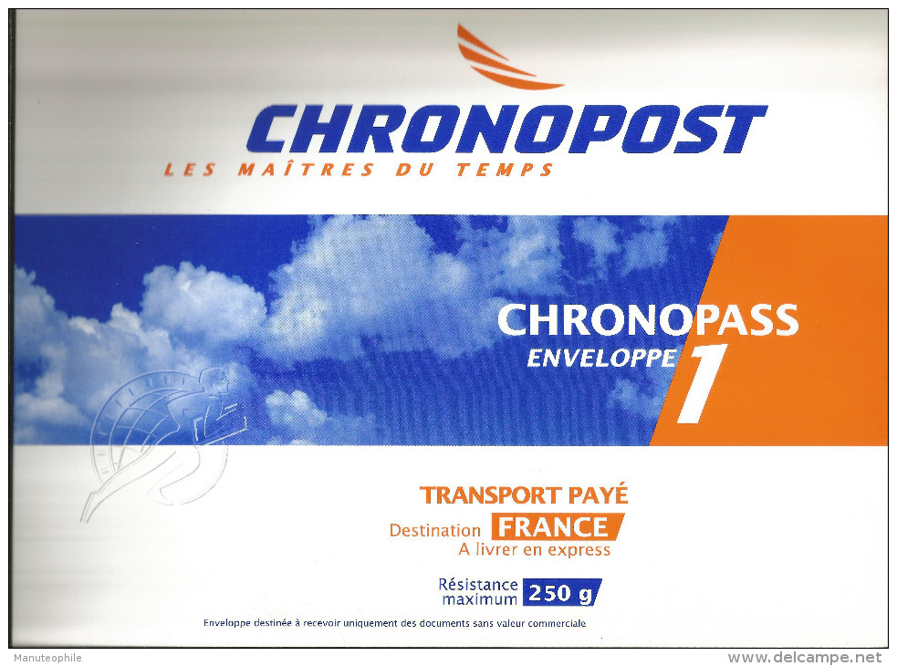 Spécimen De  Pret à Poster   "CHRONOPOST" Enveloppe Chronopass 1 Pour La FRANCE Poids Maximum 250 Gr . Document RARE  Vo - Specimen