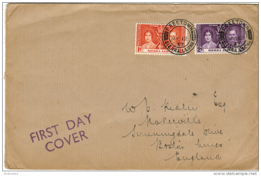 SIERRA LEONE - 1937 - Coronation King George VI And Queen Elizabeth - FDC - Viaggiata Da Freetown Per England - Sierra Leone (...-1960)