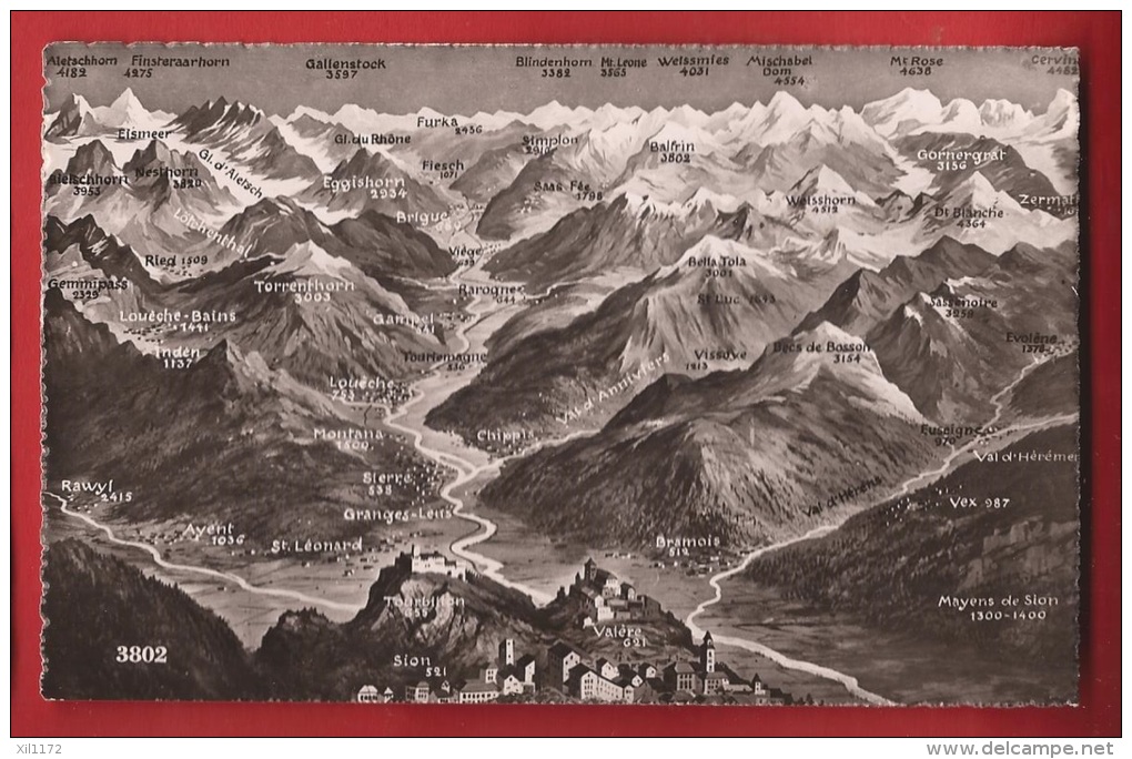 TVD-04 Panorama Environs De Sion, Avec Ayent, Hérens, Vex, Anniviers, Vissoie, Sierre-Chippis, Raron,Visp.  Non Circ - Anniviers