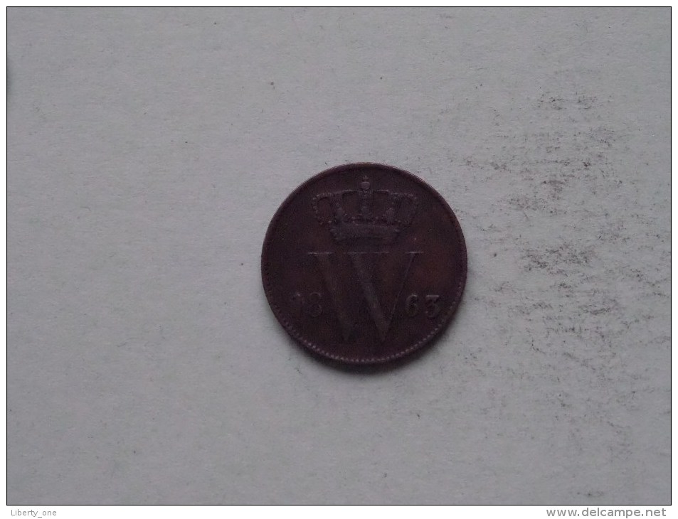 1863 - 1 Cent / KM 100 ( Uncleaned Coin - For Grade, Please See Photo ) !! - 1849-1890 : Willem III