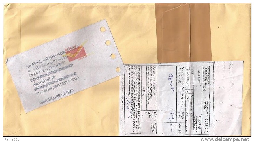 India 2014 Rajendra Nagar Meter Franking Postal Training Centre Of Mysore “Meghdoot” Customs Barcoded Registered Cover - Cartas & Documentos