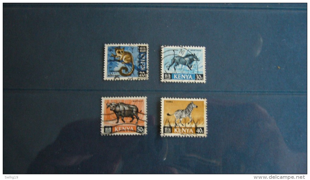Lot De 4  Timbres Oblitérés Théme Animaux - Kenya (1963-...)