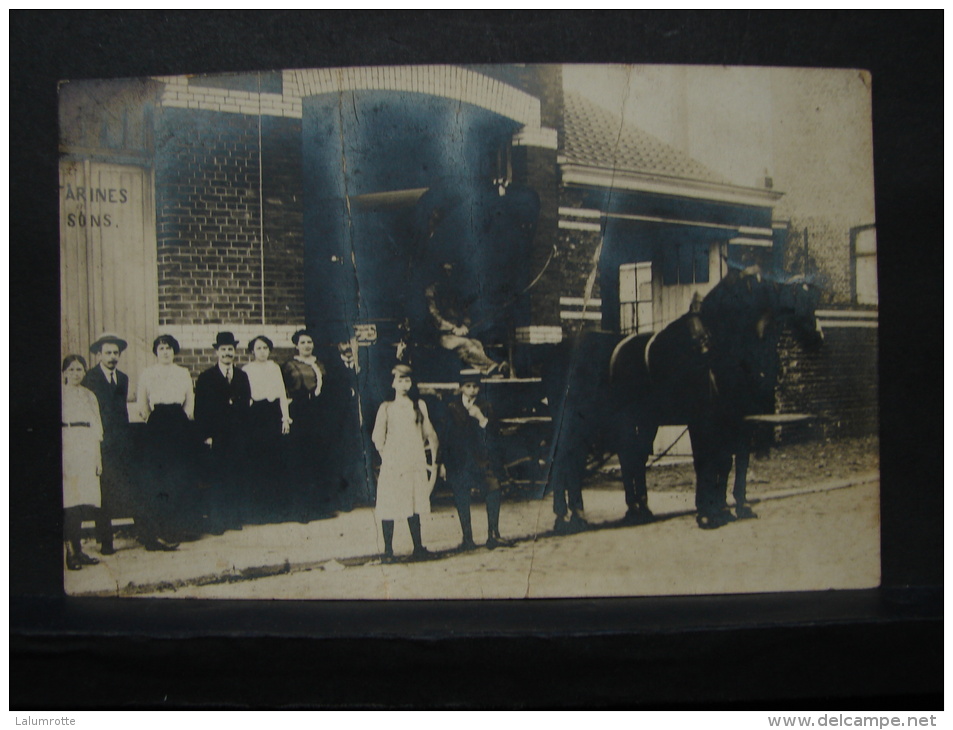 AF. CP. 172. Groupe De Personnes à Côté D'un Cheval Et D'une Charette D'une Maison De Farine Et De Sons - Venters